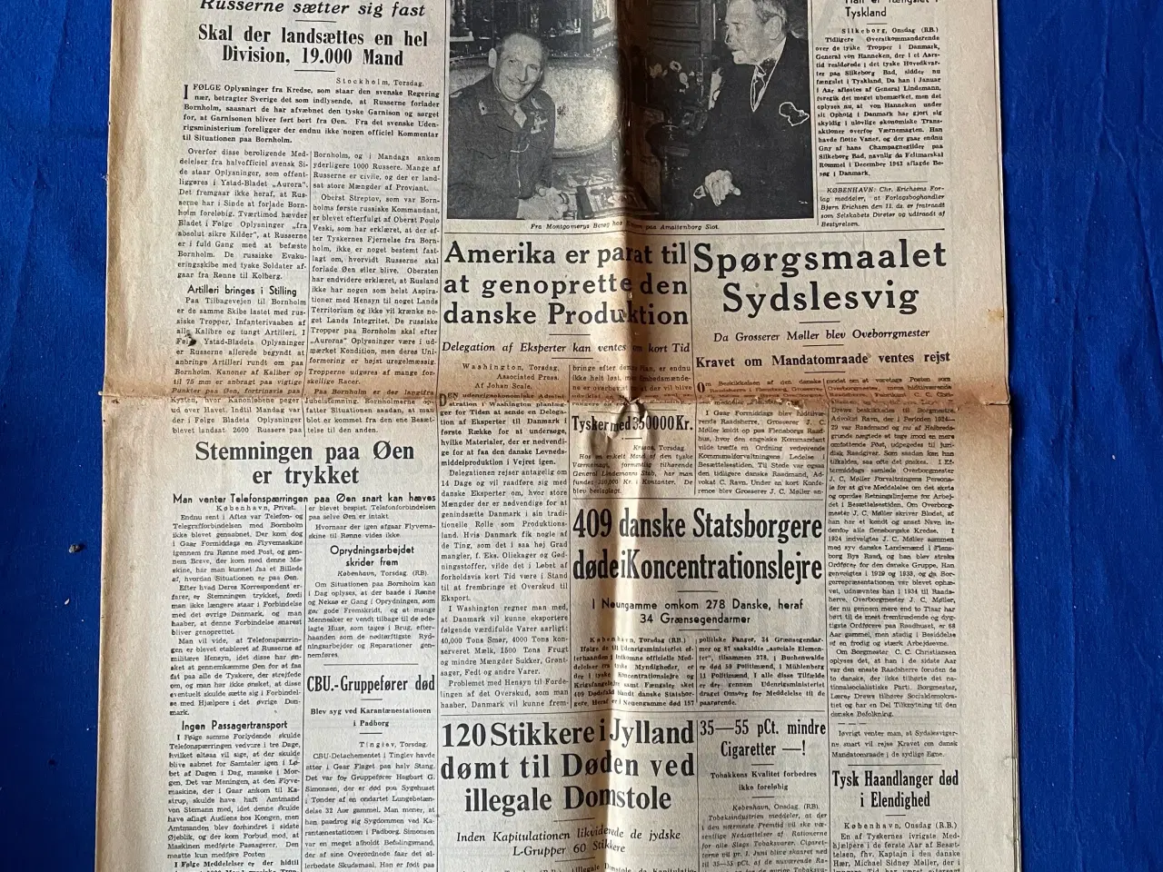 Billede 1 - Avis - Sønderjyden - 17. Maj 1945 - Befæster Russerne Bornholm ?