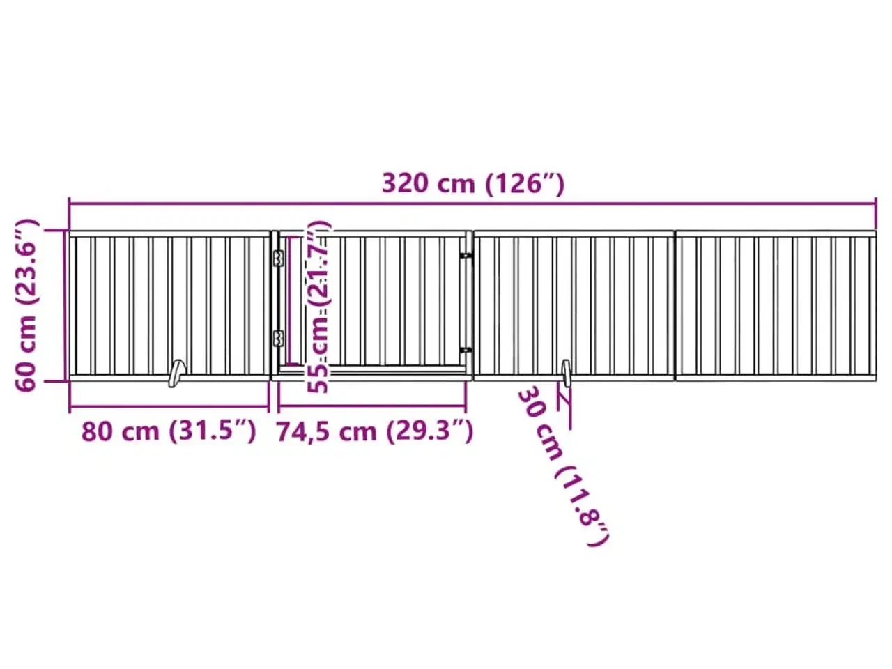 Billede 11 - Hundegitter med dør, foldbar, 4 paneler, 320 cm, poppeltræ