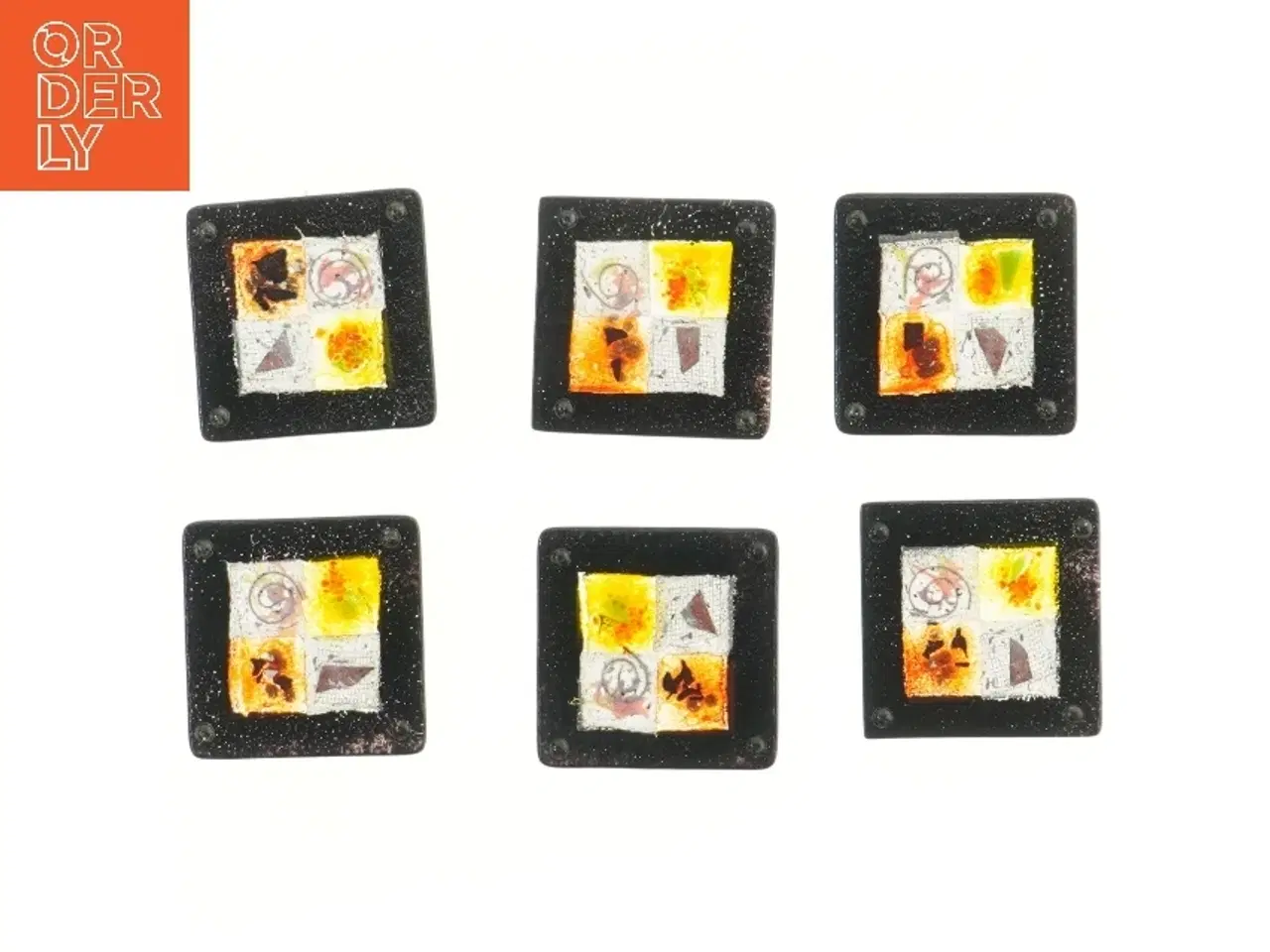 Billede 2 - Glasunderlag med moderne design (str. 6 stk 9,5x9,5 cm)