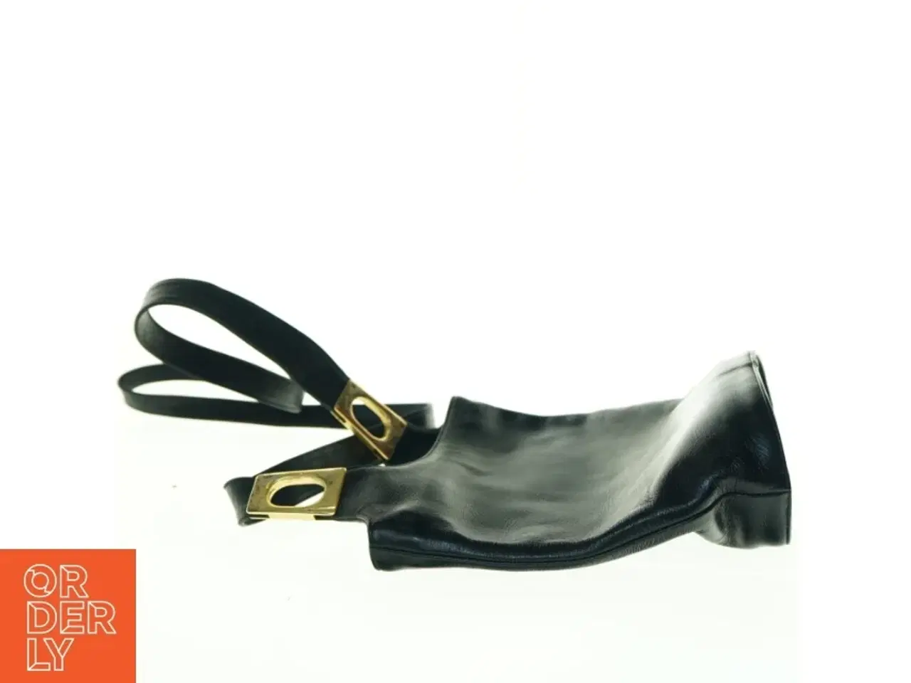 Billede 2 - Sort læderhåndtaske (str. 25 x 23 cm)