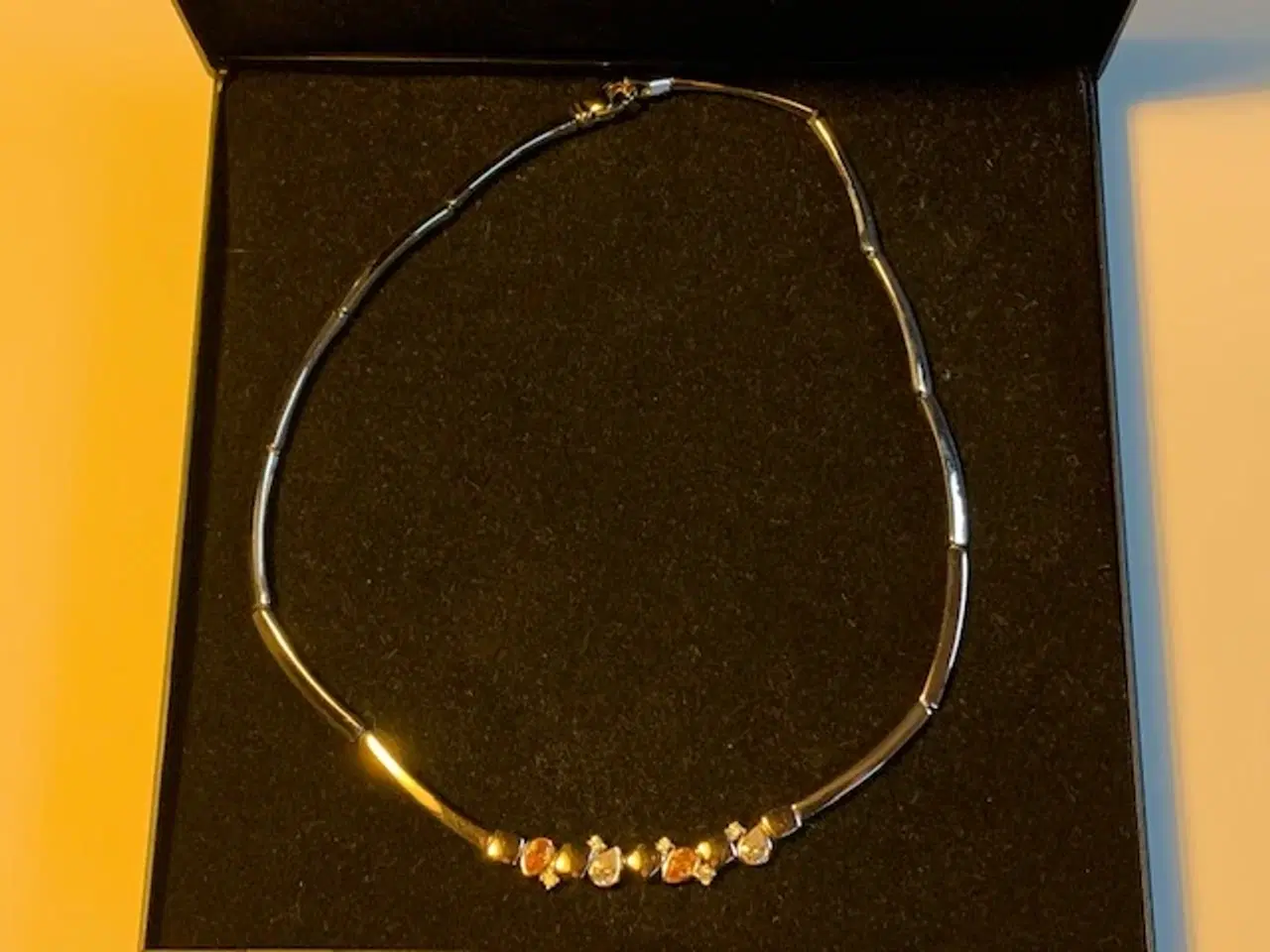 Billede 2 - Halskæde i rhodineret sølv collier med zirconia