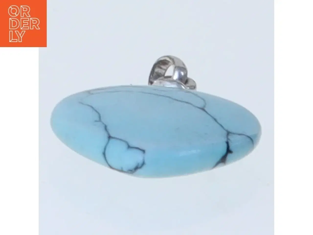 Billede 2 - Hjerteformet vedhæng med blå sten (str. 2,5 cm)