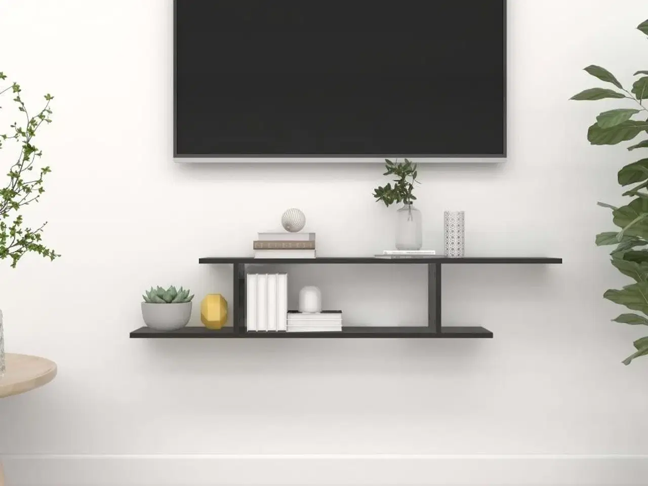 Billede 1 - Væghængt tv-hylde 125x18x23 cm konstrueret træ sort