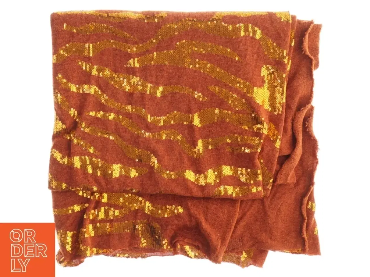 Billede 1 - Rødt og guldfarvet stof (str. 126 x, 148 cm)