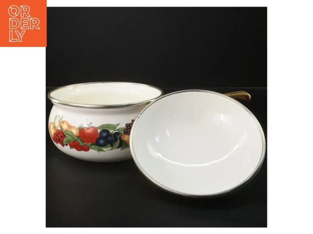 Billede 2 - Emaljeret kasserolle med frugt design (str. 28x8 cm)