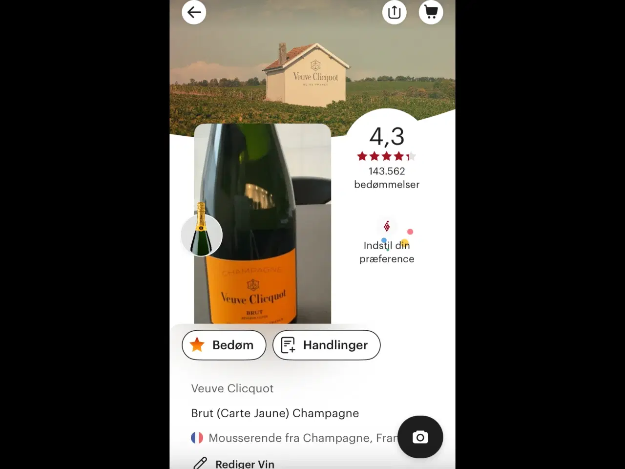 Billede 2 - 1 flaske Champagne Veuve Cliequot, Den gule enke.