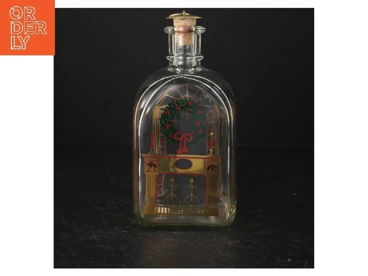 Billede 1 - Julepyntet jule snapse flaske (str. 19 cm)