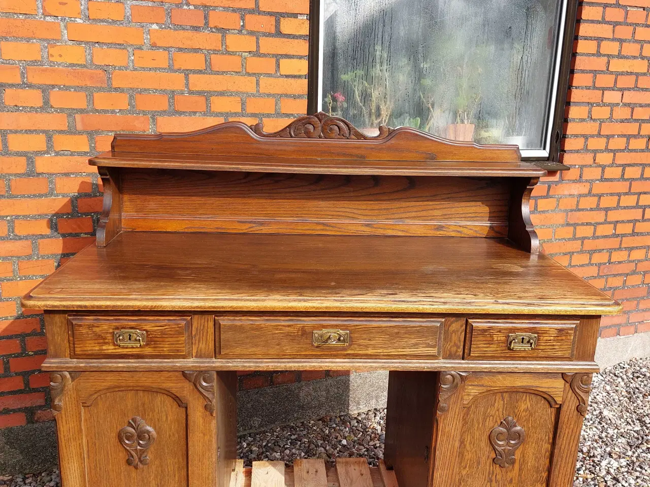 Billede 4 - Gl. Skrivebord blank egetræ