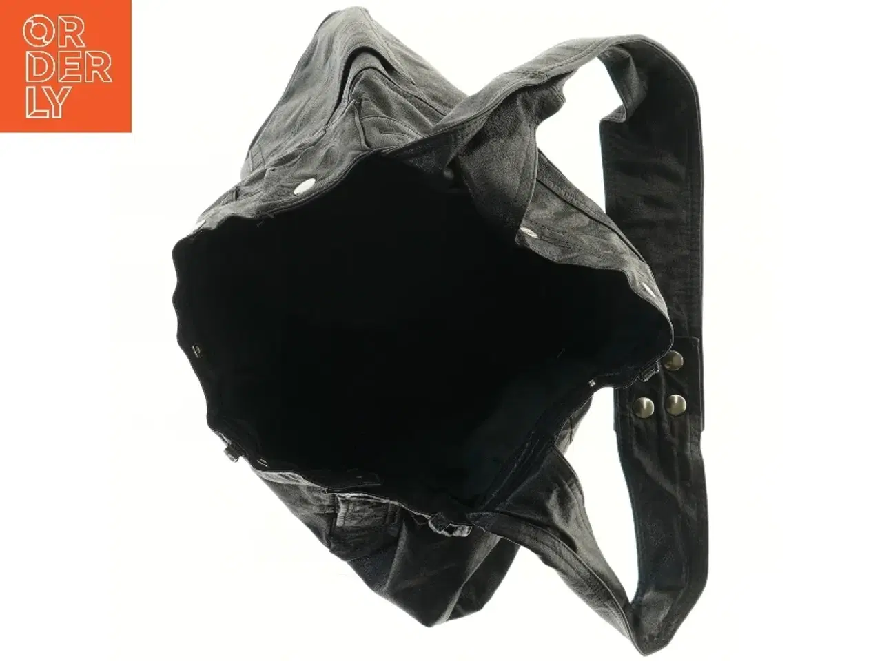 Billede 2 - Sort skuldertaske i kunstlæder (str. 37x49 cm)