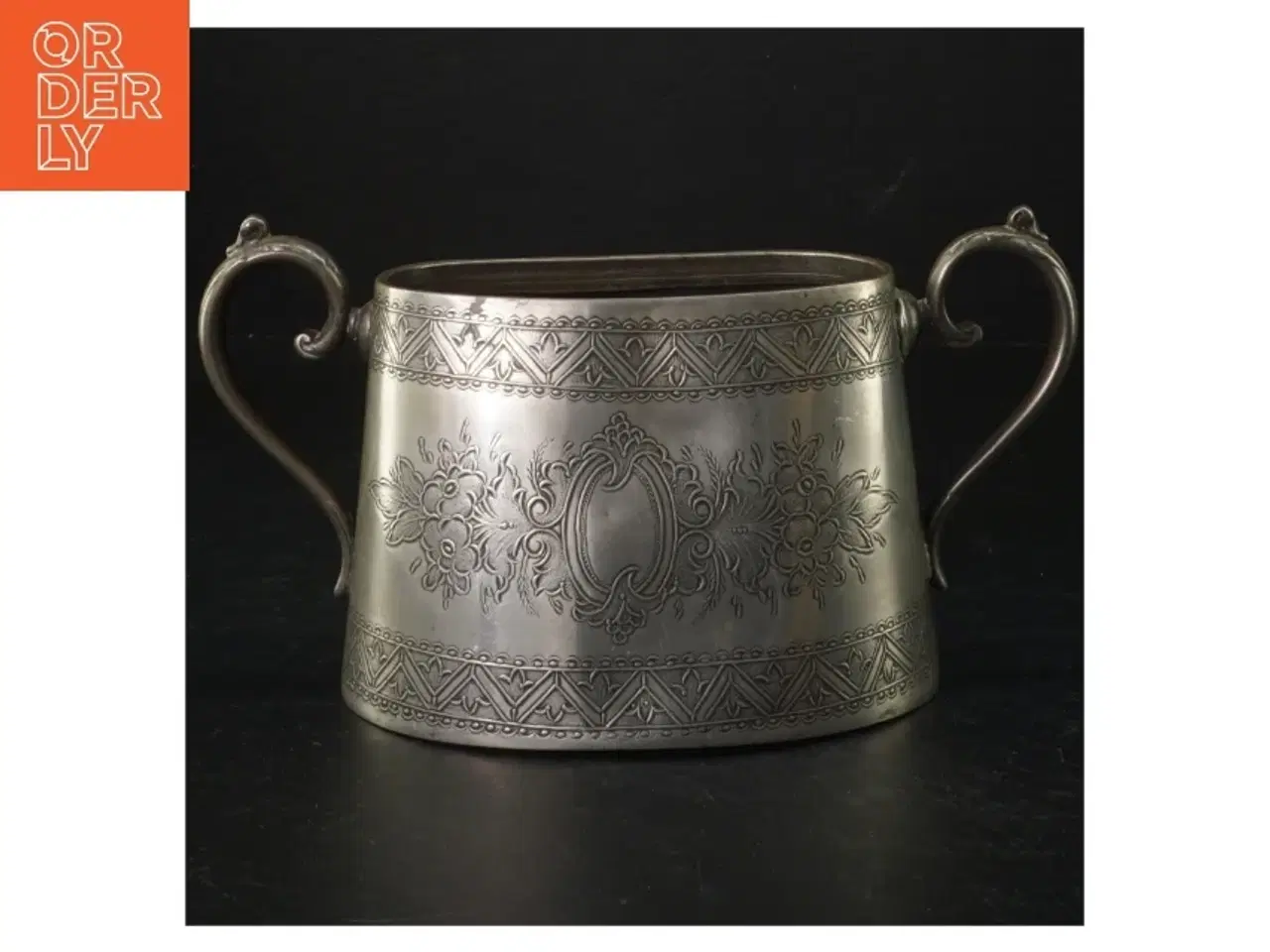 Billede 1 - Dekorativ antik Tin sukkerskål (str. Længde, 21,5 cm)