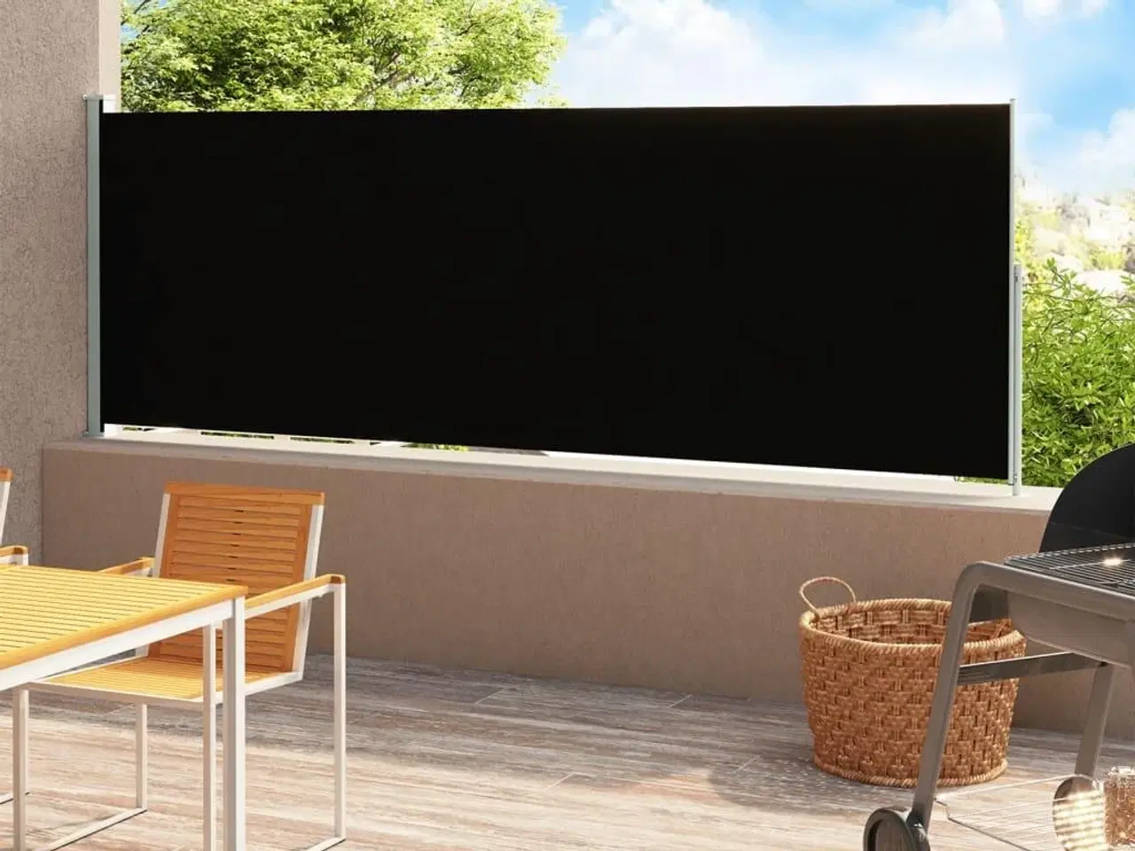 Billede 1 - Sammenrullelig sidemarkise til terrassen 180x500 cm sort