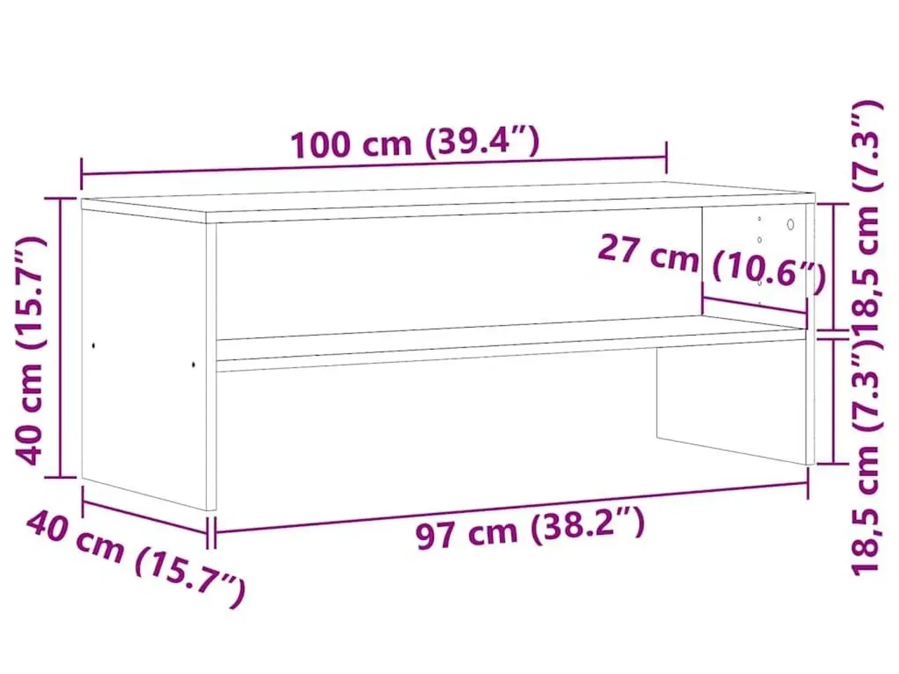 Billede 9 - Tv-bord 100x40x40 cm konstrueret træ kunsteg