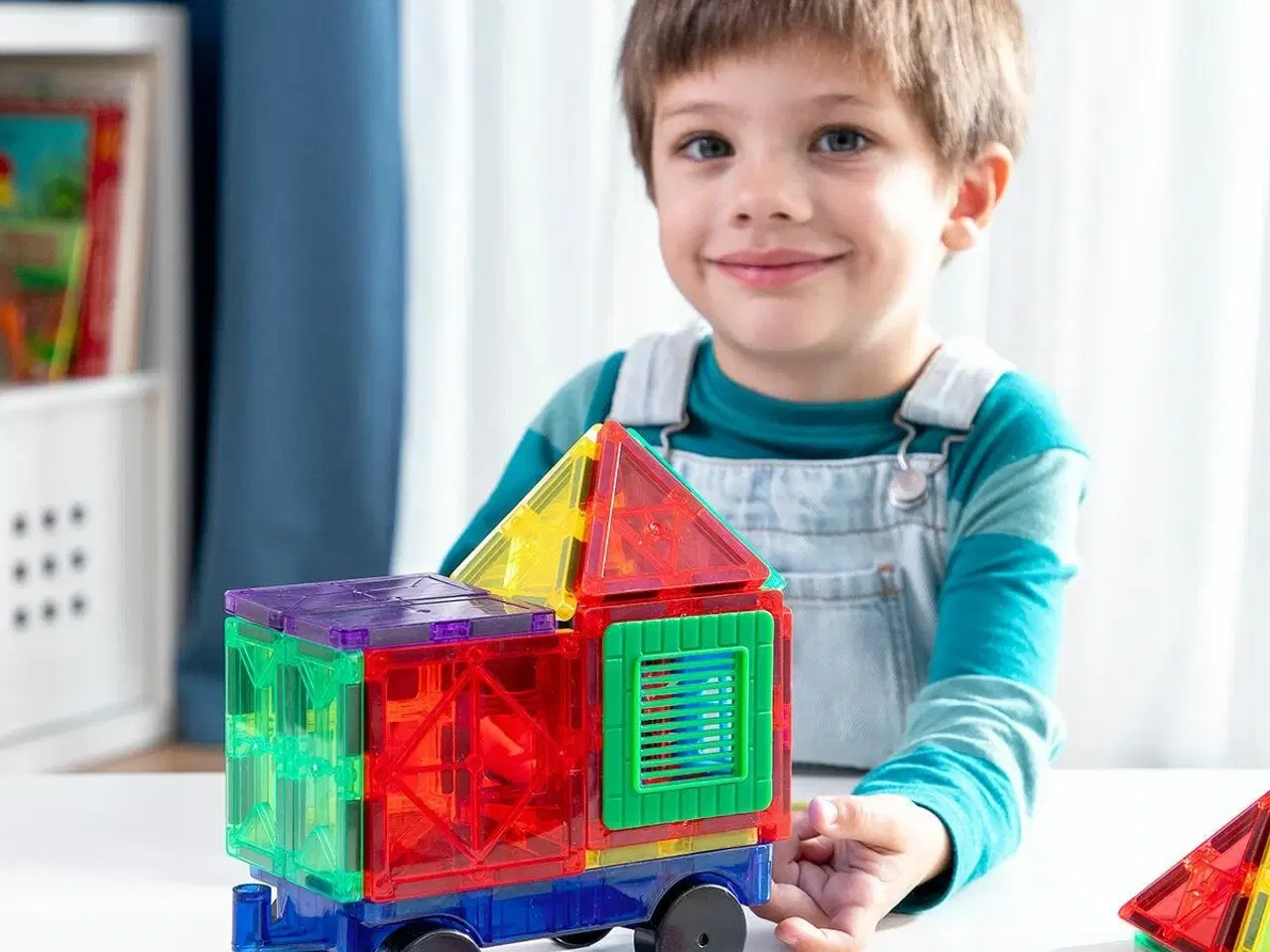 Billede 4 - Magnetiske 3D-byggeklodser Magoks - 57 dele