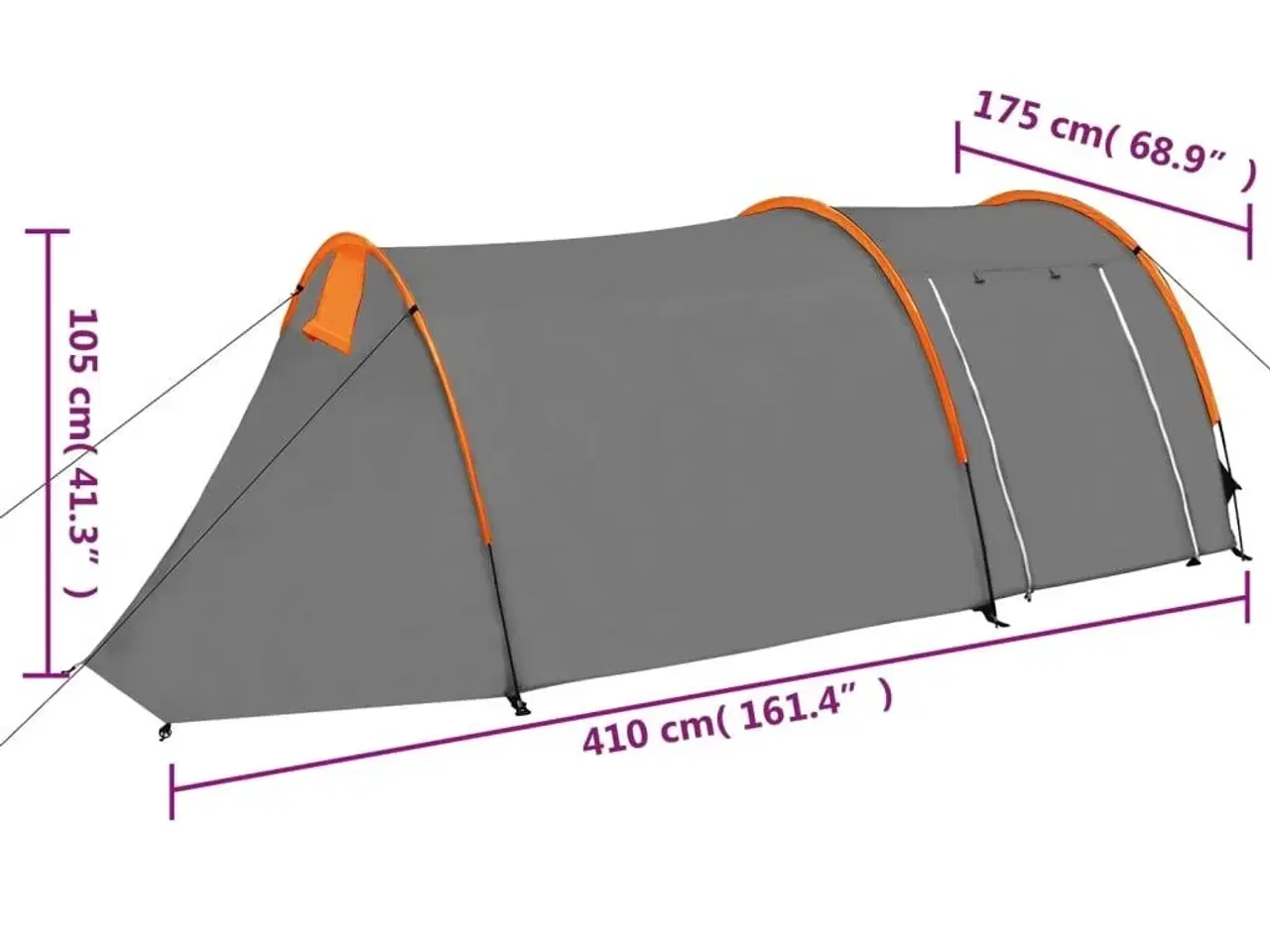 Billede 9 - Telt 4-personers grå og orange