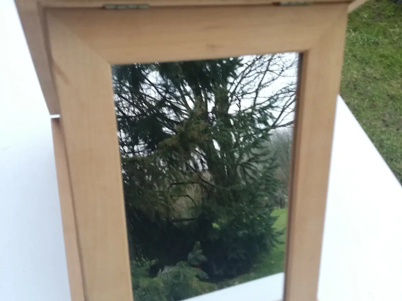 Billede 1 - Bordspejl med hængsler i lyst træ 