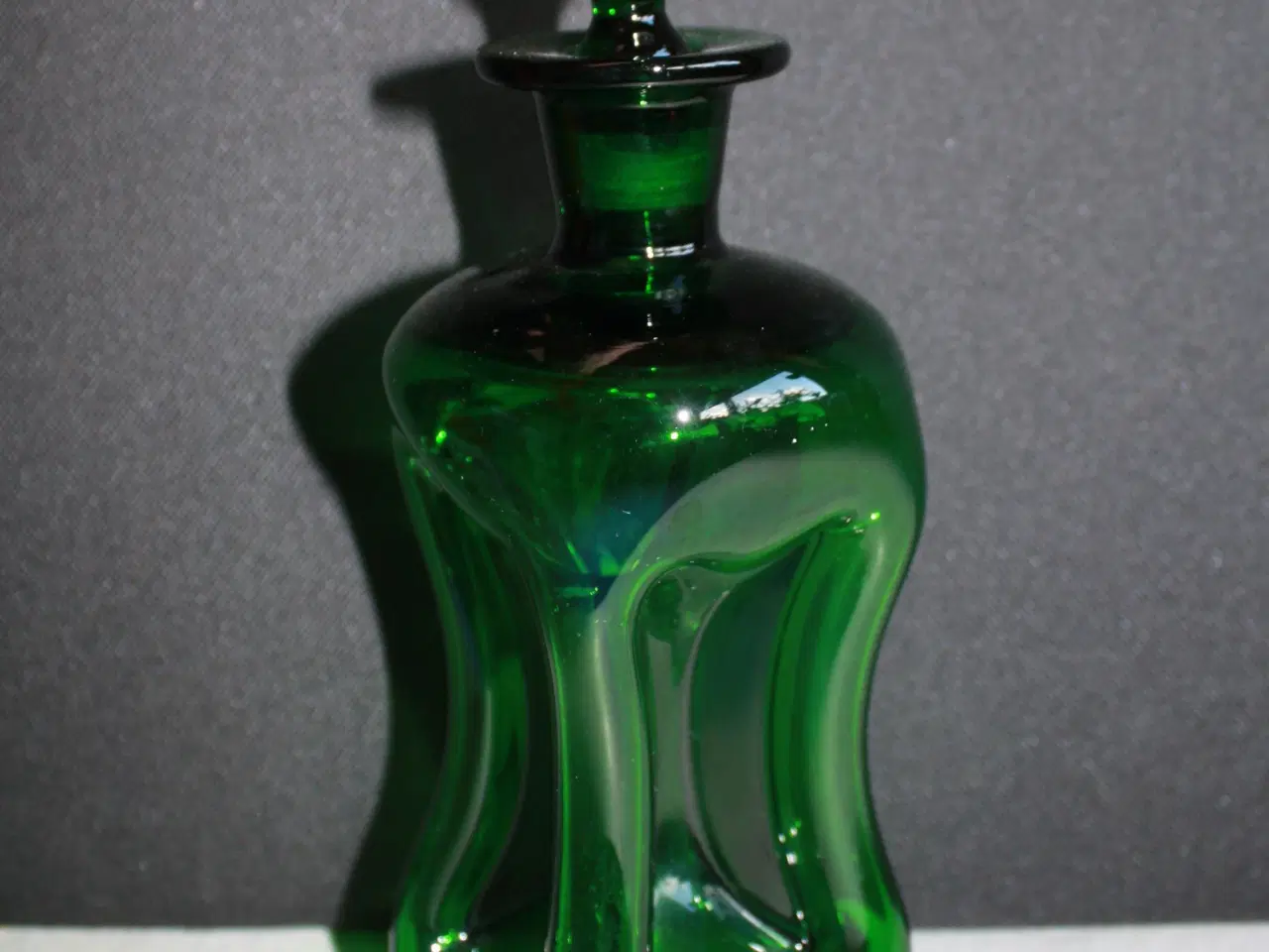 Billede 4 - Grøn klukflaske fra Holmegaard