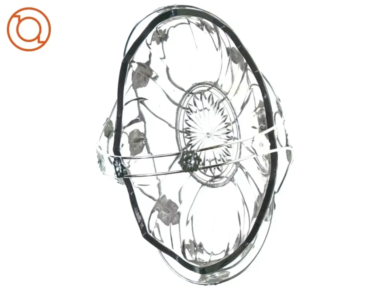 Billede 6 - Ornamenteret Sølv kurv med lillatonet glasskål (str. 26 x 16 cm)