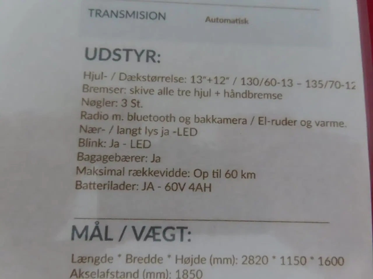 Billede 5 - 3-Hjulet elektrisk kabinescooter MOTOCR