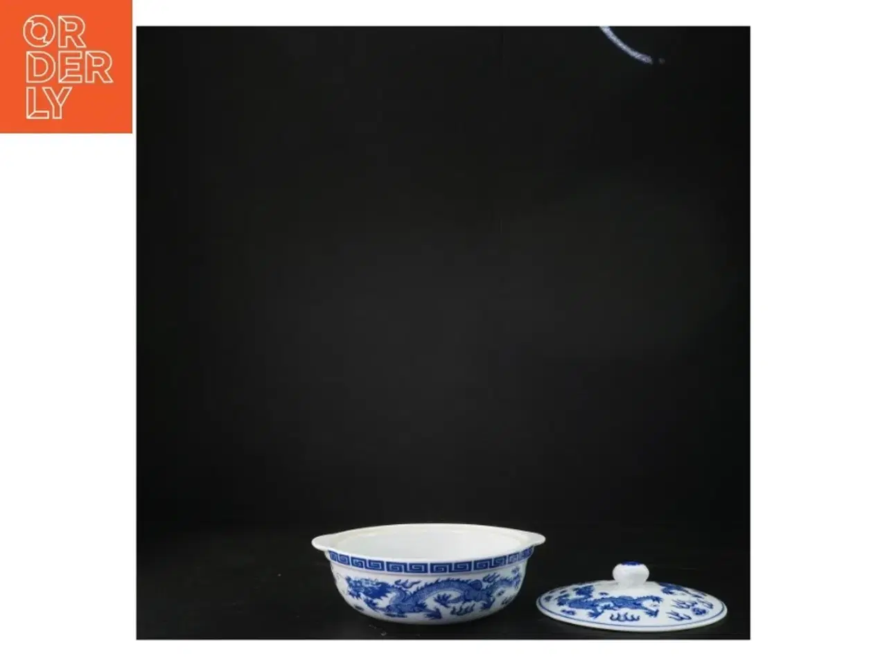 Billede 2 - Porcelænsskål med blåt mønster og låg (str. Ø 17 cm)