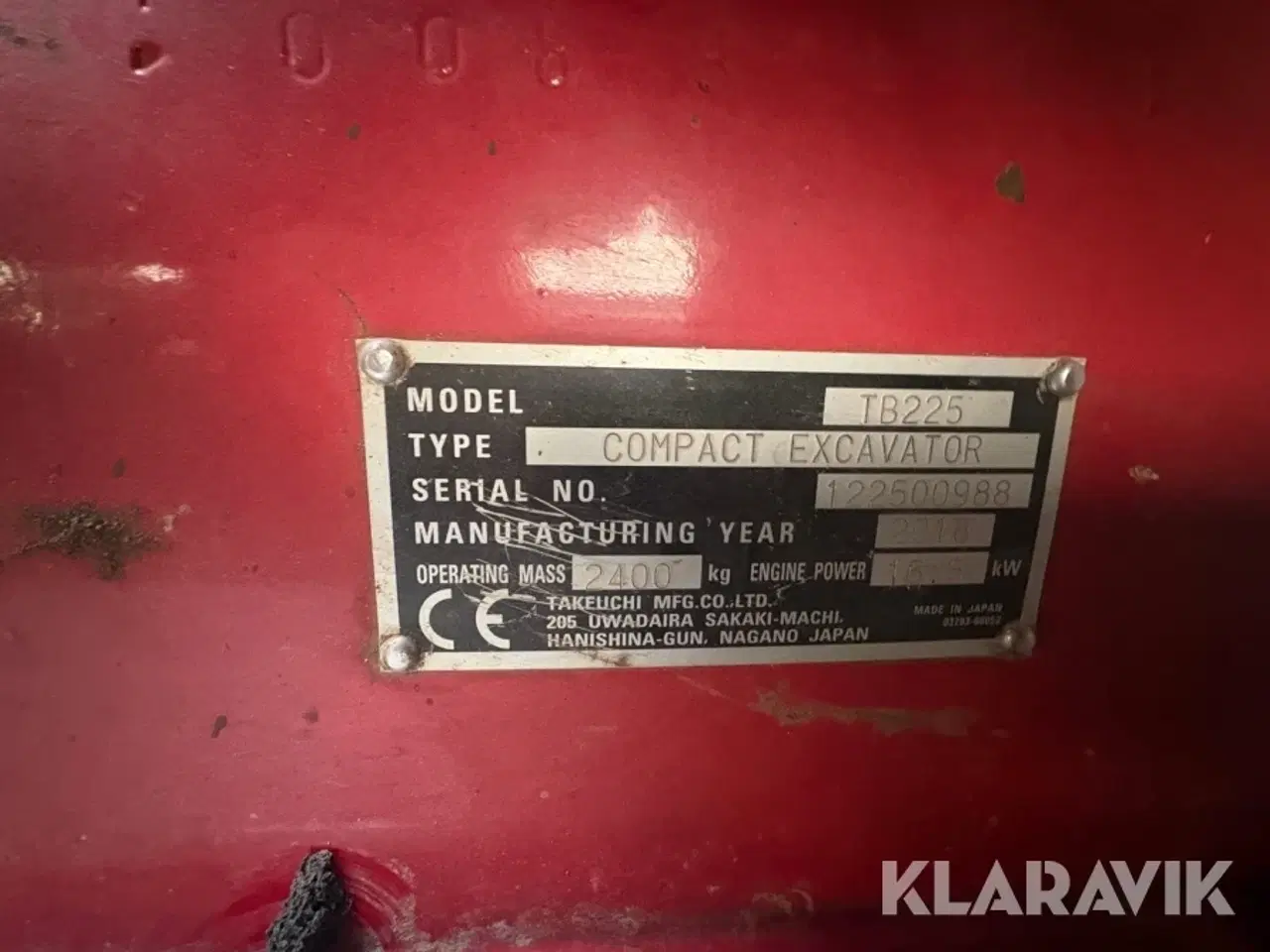 Billede 10 - Gravemaskine Takeuchi TB225 – Minigraver