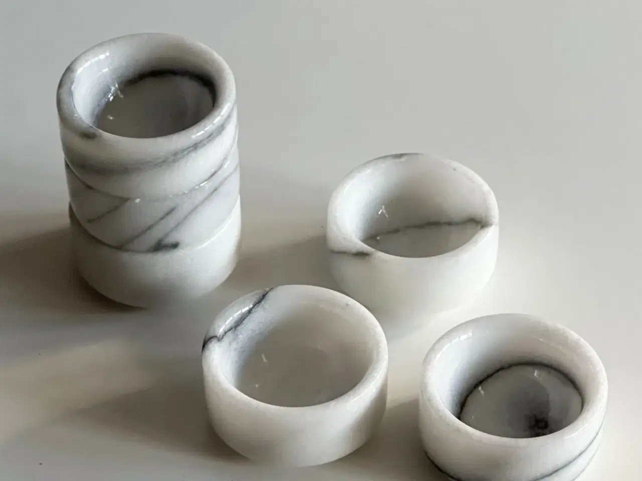 Billede 2 - Marmoræggebægre, flade, 6 stk samlet