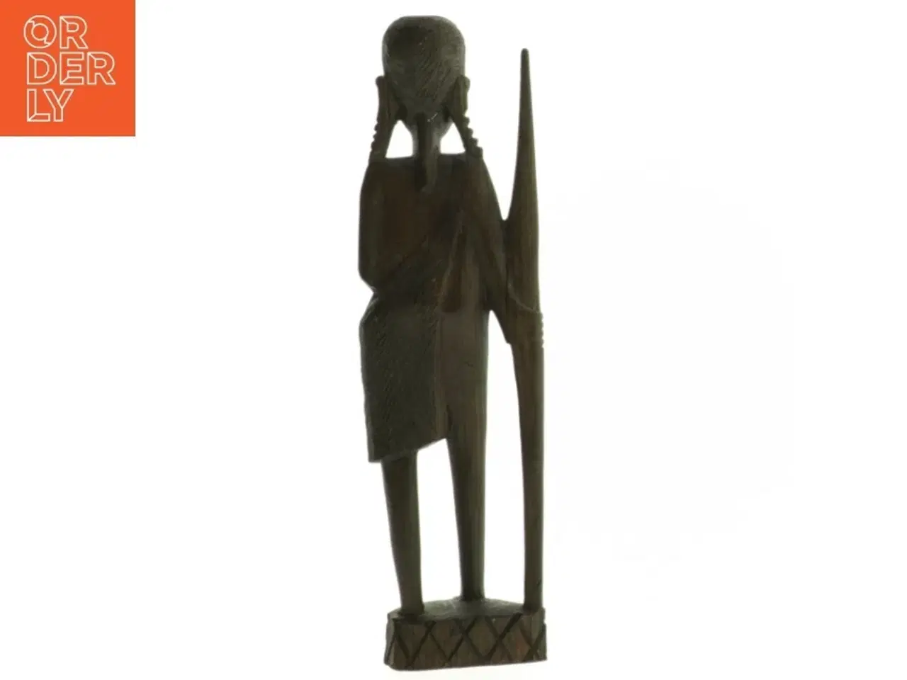 Billede 2 - Træfigur af kvinde med spyd (str. 18,5 cm)