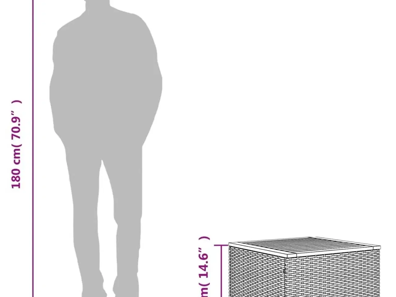 Billede 7 - Havebord 55x55x37 cm polyrattan og akacietræ sort
