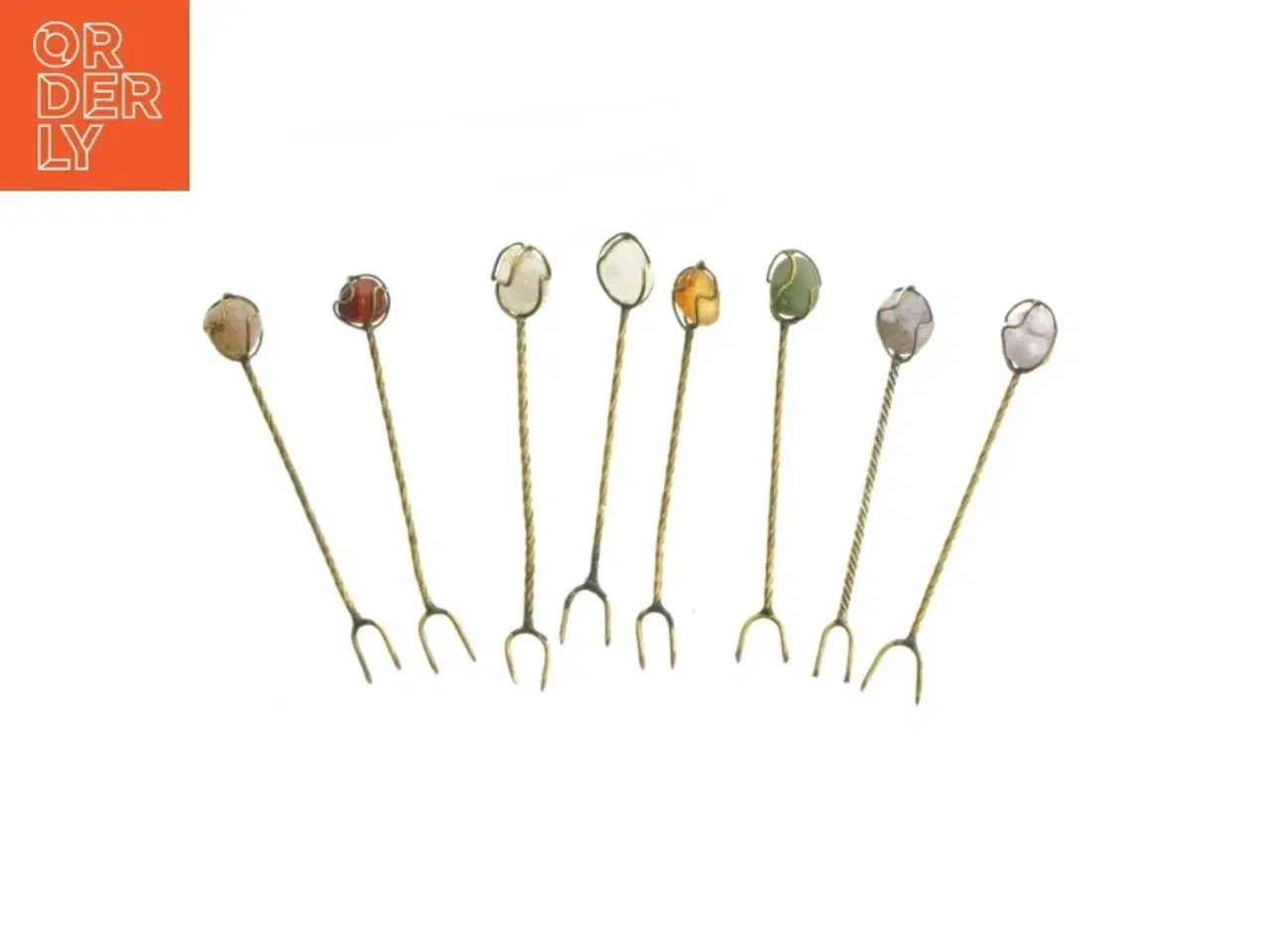 Billede 1 - Cocktailgafler med sten top (str. 8 stk 9,5 cm)