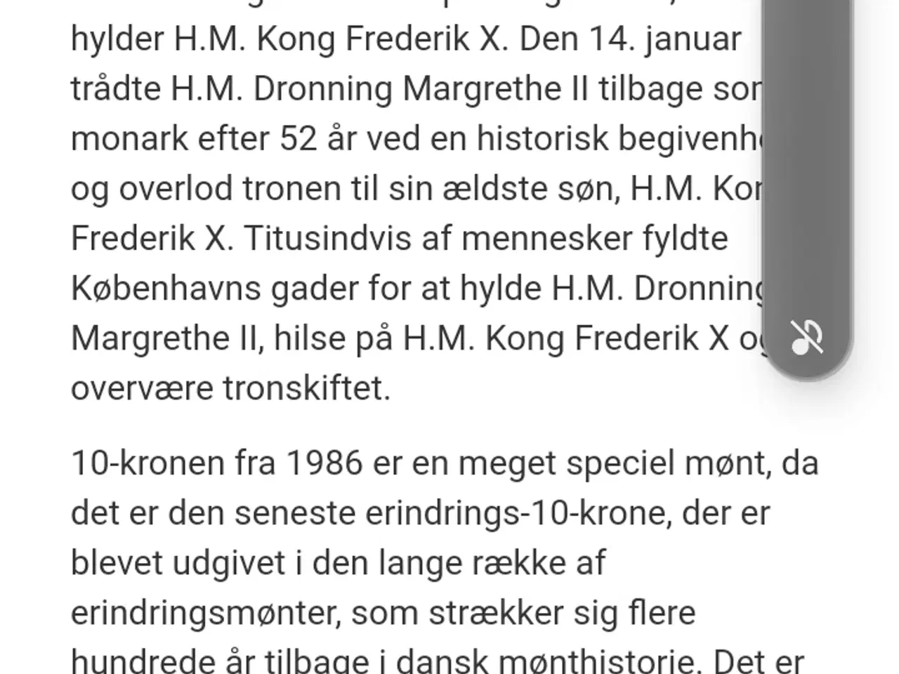 Billede 6 - KONG FREDERIKS 10 KRONE ERINDRINGS MØNT (PROOF)