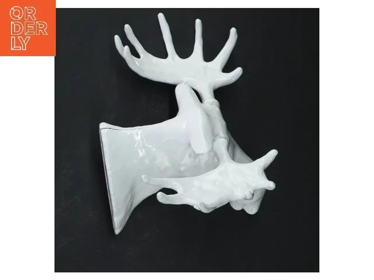 Billede 4 - Væghængt hjortehoved dekor i keramik (str. 23x12 cm)