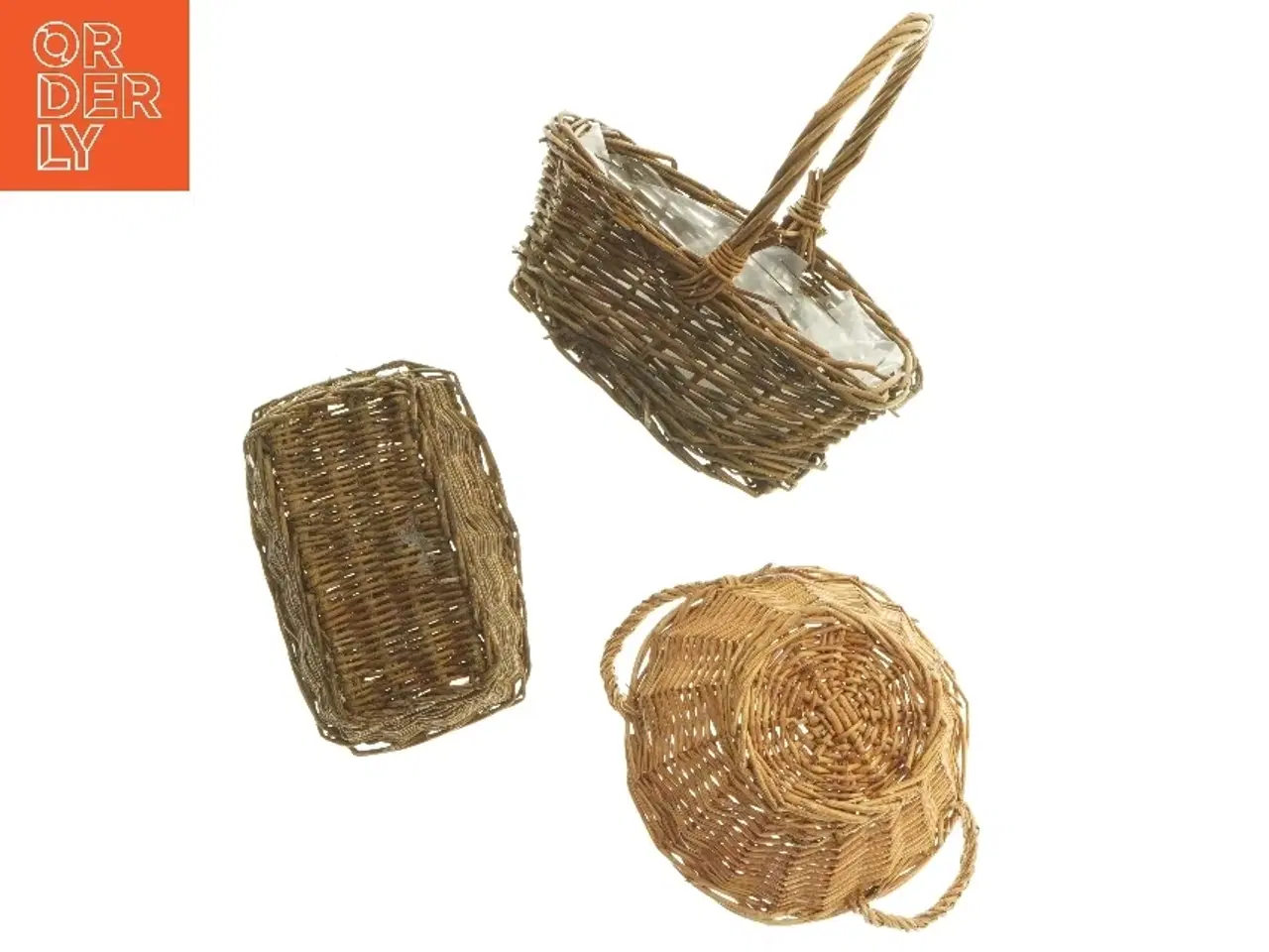 Billede 4 - 3 Flettede kurve med håndtag (str. 8x15x9 cm)