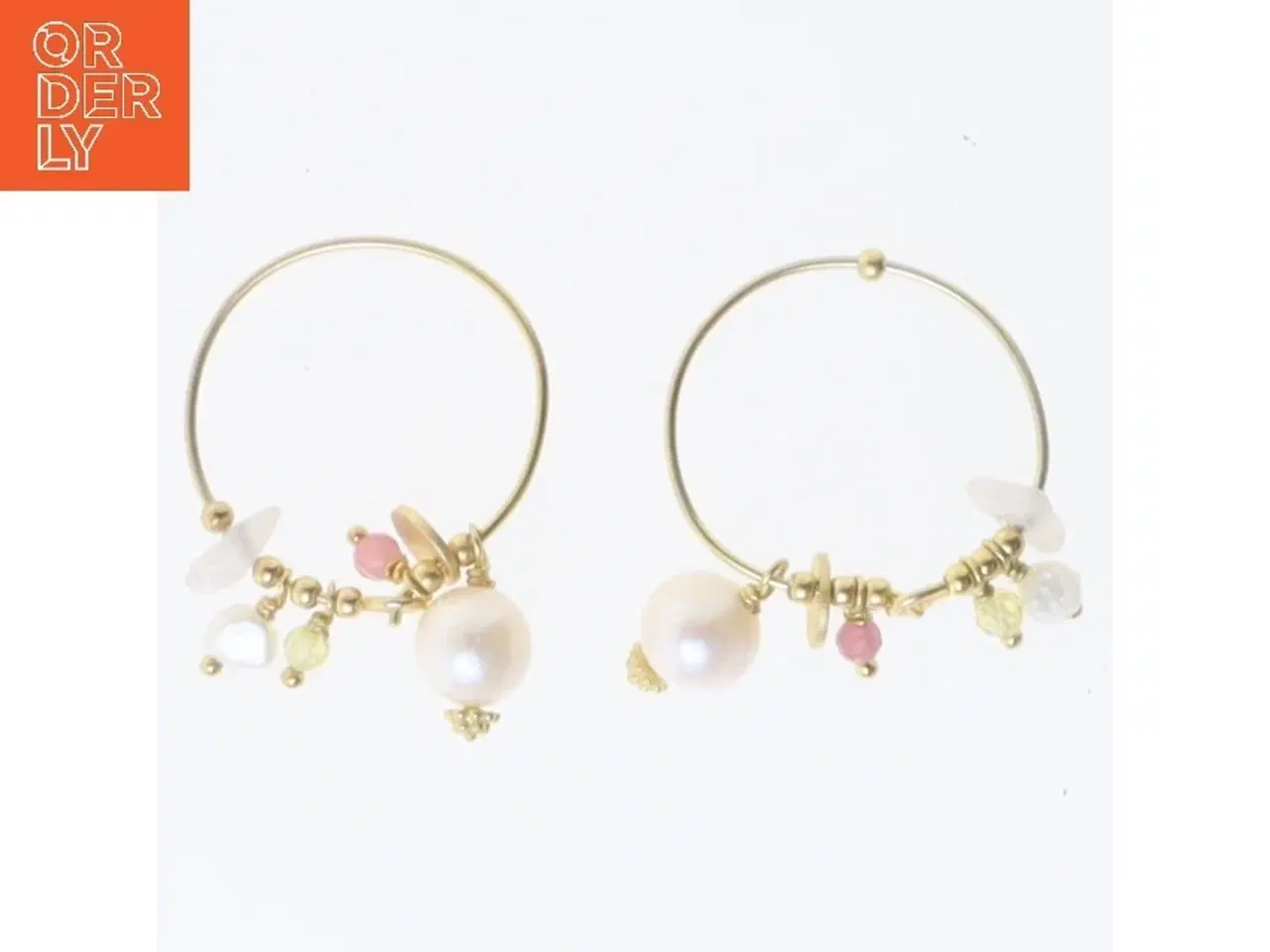 Billede 2 - Øreringe med perler og sten (str. Ø 2 cm)