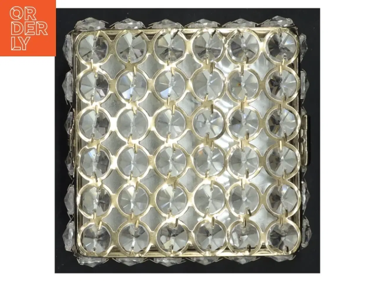 Billede 4 - Dekorativ skrin med klare sten og gylden ramme (str. 13x13x6 cm)