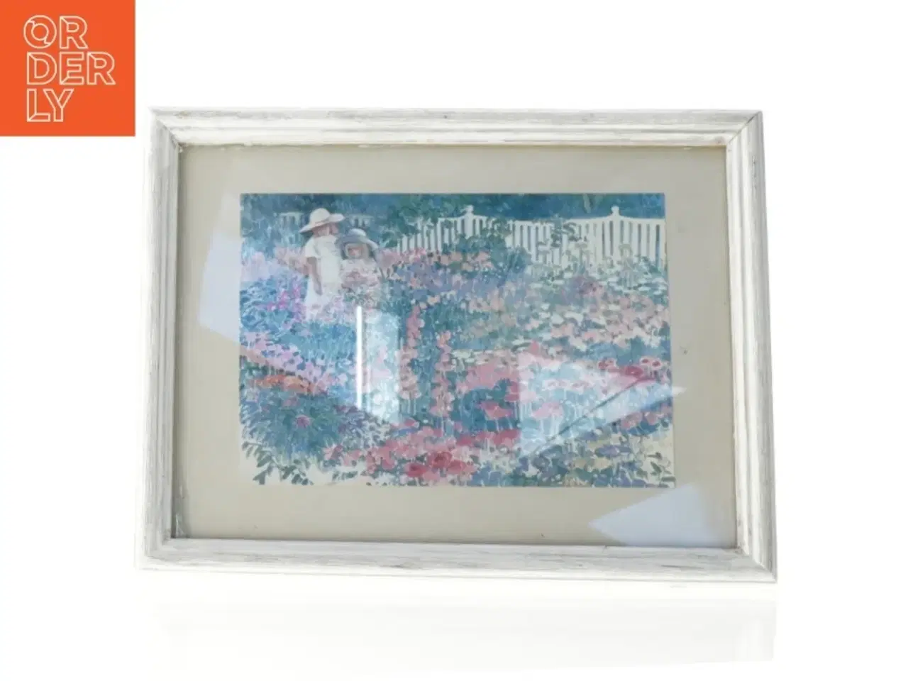 Billede 1 - Indrammet billede med have motiv (str. 27 x 21 cm)