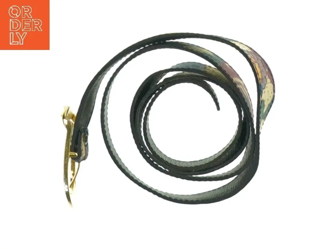 Billede 2 - Blomstret bælte med guldspænde (str. Længde. 94 cm. b 2 cm)