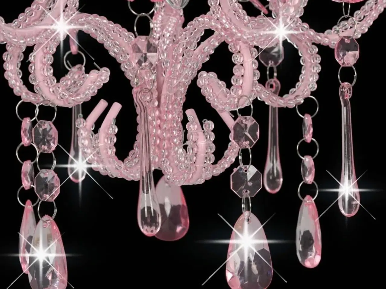 Billede 5 - Loftlampe med perler rund E14 pink