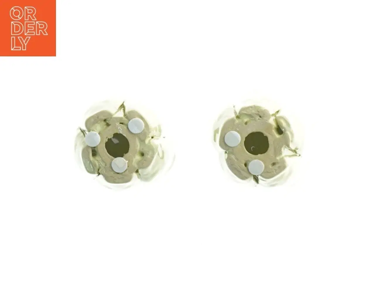 Billede 3 - To stk Grøn keramisk lysestage (str. 6 x 6 cm)