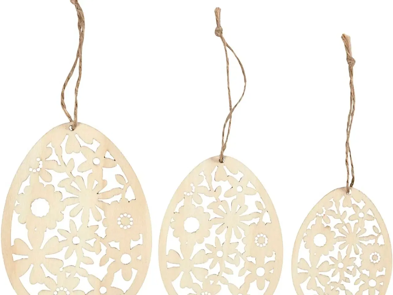 Billede 1 - Elegant ophæng i lyst træ - 3 stk. til indretning