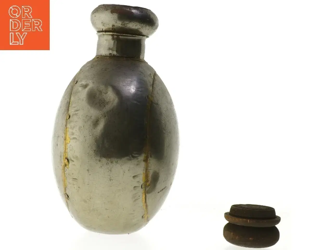 Billede 3 - Dekorativ Vintage metal flaske med træprop (str. 30x25 cm)