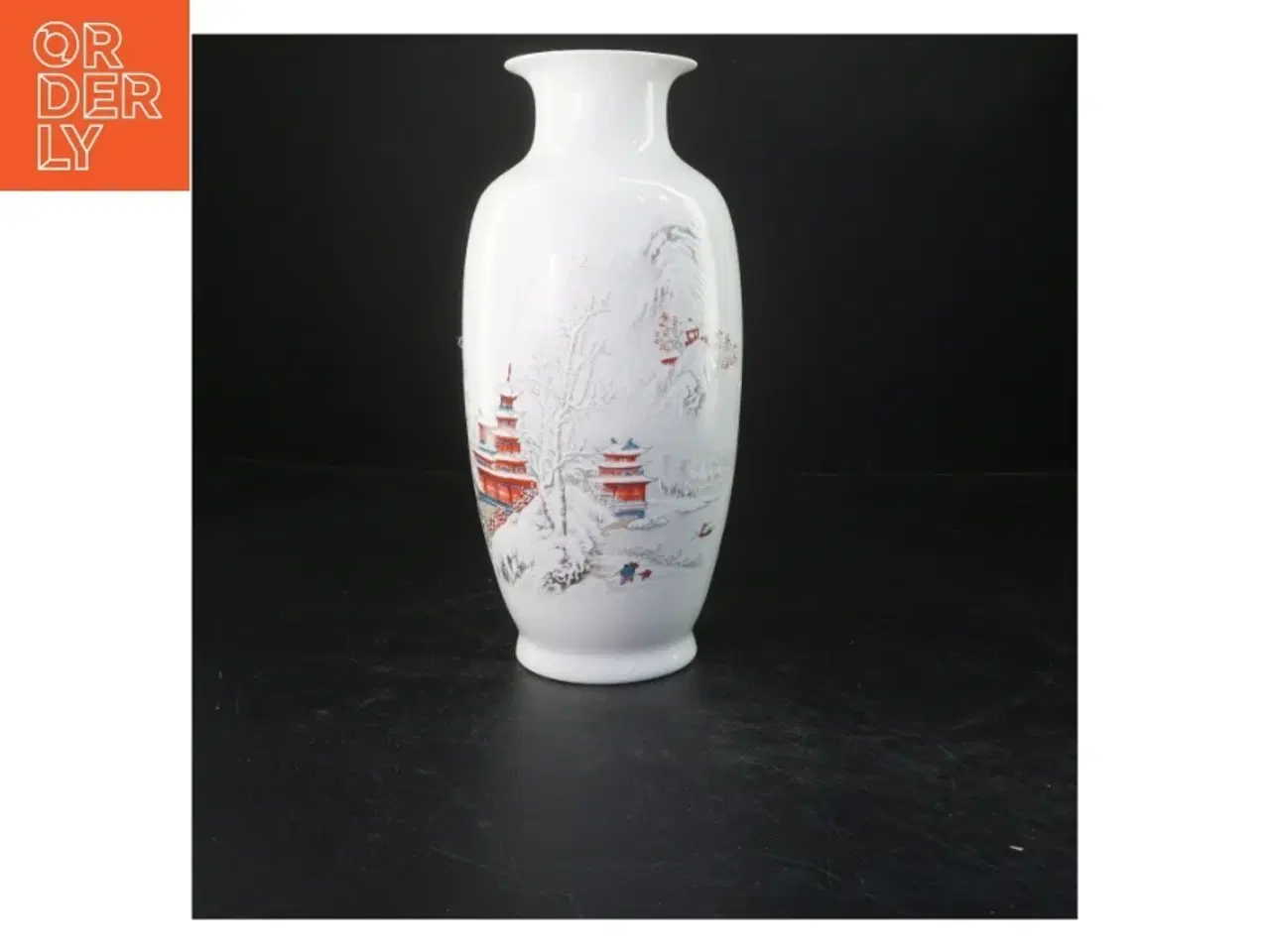 Billede 2 - Porcelænsvase med japansk design (str. 27x12 cm)