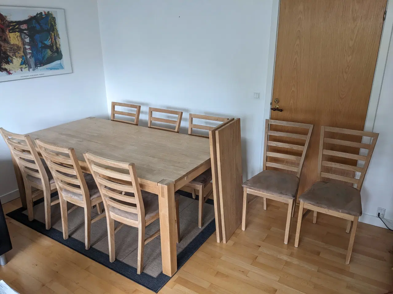 Billede 3 - Spisebord i massiv eg med 8 stole