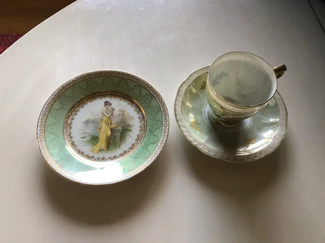 Billede 2 - Antikke kopper, underkopper og tallerkner