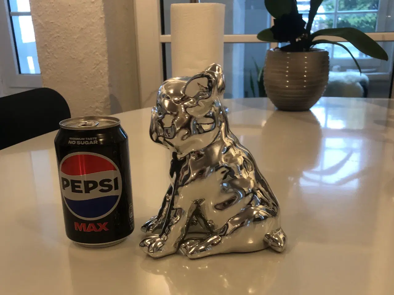 Billede 2 - Sparebøsse Hund sølvfarvet bulldog