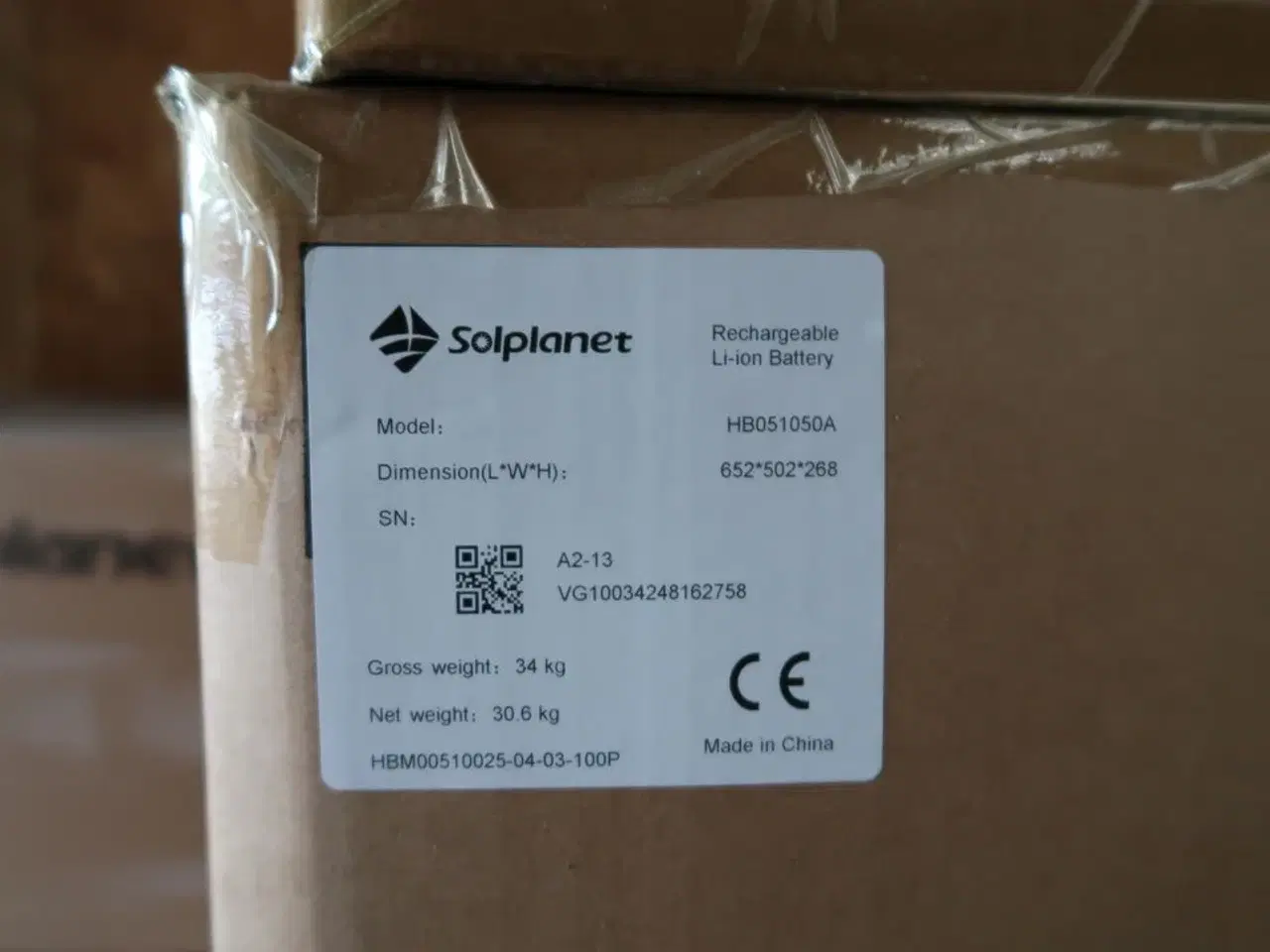 Billede 2 - 1 stk. batteri SOLPLANET HB051050A