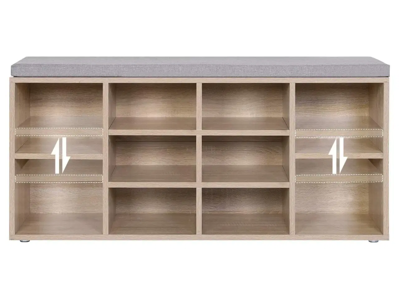 Billede 5 - Skobænk med opbevaring – VASAGLE, 10 rum, med pude, eg, 104 × 30 × 48 cm