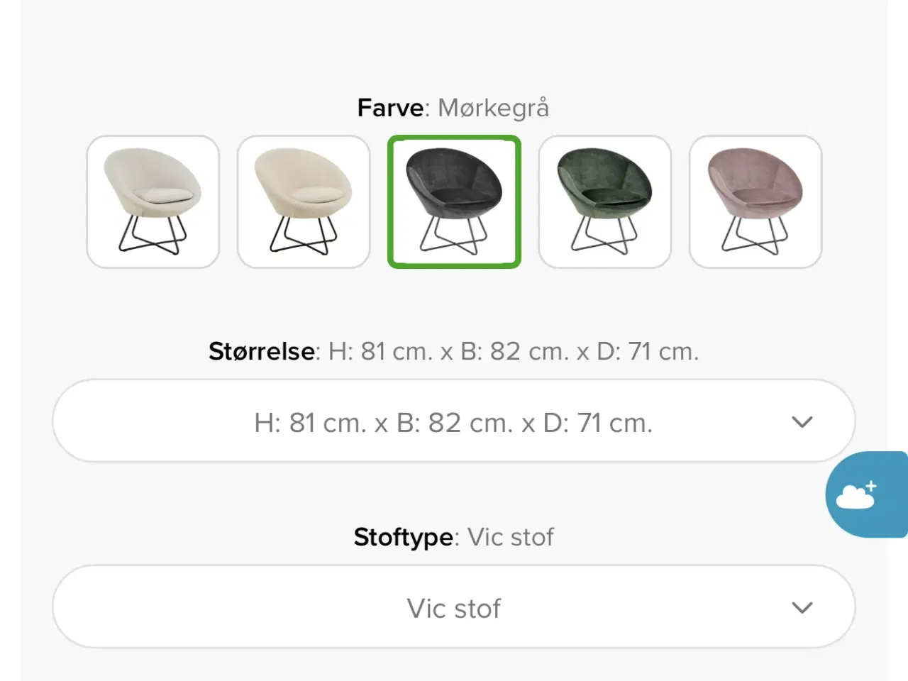 Billede 7 - Grå velour loungestol / lænestol 