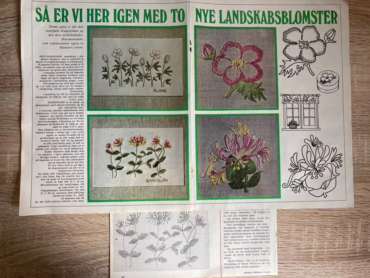 Billede 1 - Mønster: Kaprifolium og Skovanemone