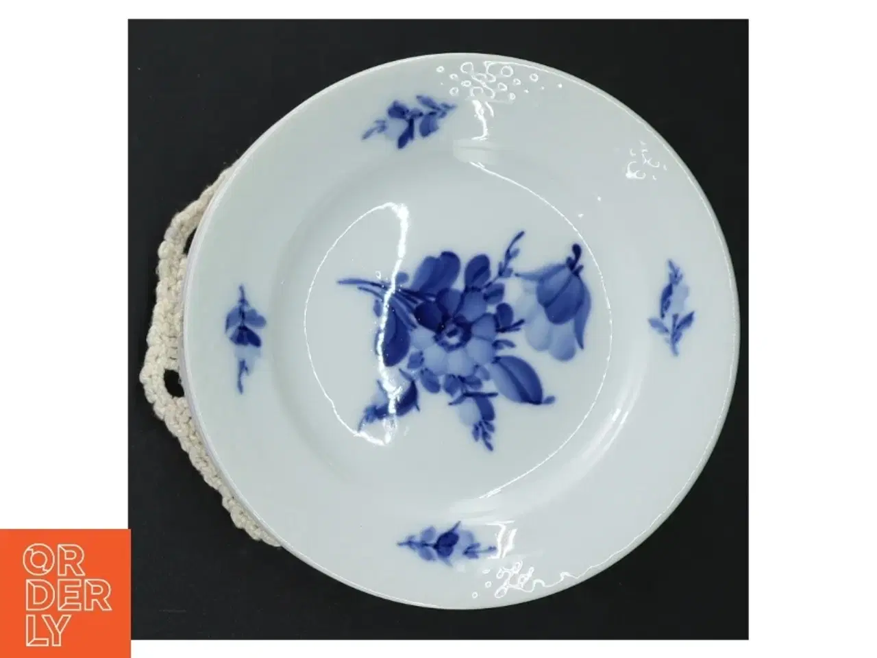 Billede 5 - 6 Porcelænsmiddagstallerkner med blåt blomstermønster fra Royal Copenhagen (str. 16 cm)