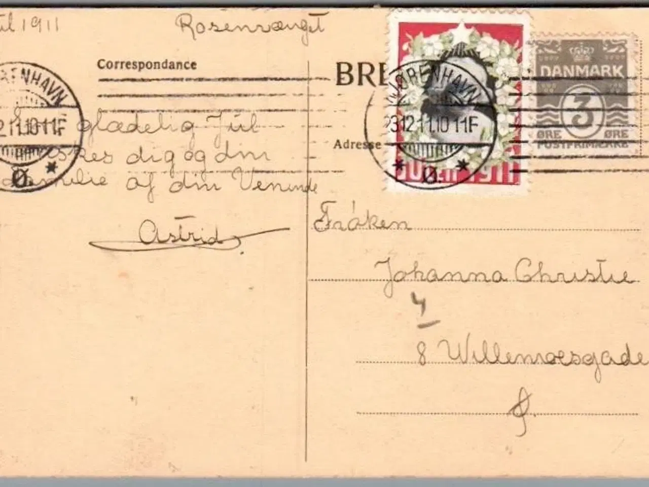 Billede 1 - Julemærke 1911 på Postkort