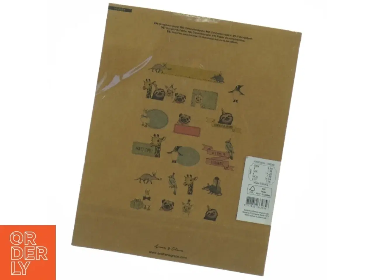 Billede 2 - Scrapbogspapir med dyremotiver fra Søstrene Grene (str. 21 x 16 cm)